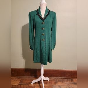 St. John Collection Green Coat with Black Trim